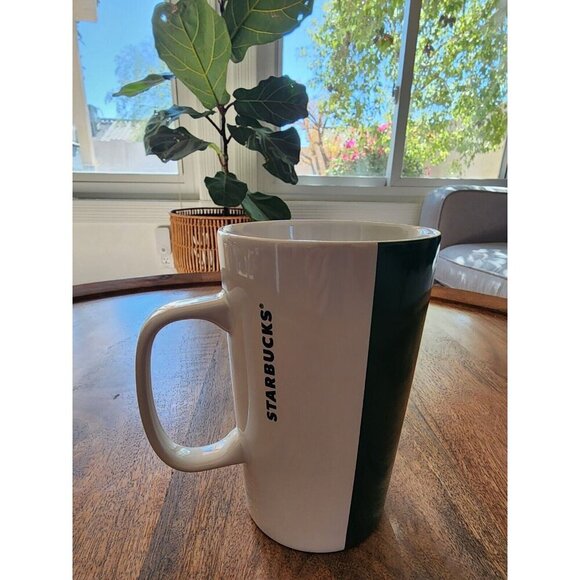 2014 Starbucks Geometric Collection Split Dot Black White Green Coffee Mug - Picture 6 of 6